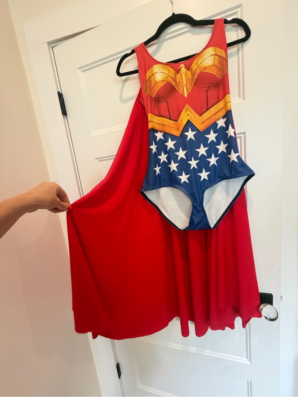 Wonder Women Red and Blue Girls' Costume Dress with Cape